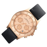Marc Jacobs Blade Chronograph Rose Gold Dial Black Leather Strap Watch for Women - MBM1188 Authentic Buy Shop Now