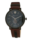 Versace V-Circle Manifesto Black Dial Maroon Leather Strap Watch for Men - VBQ040017 Authentic Buy Shop Now