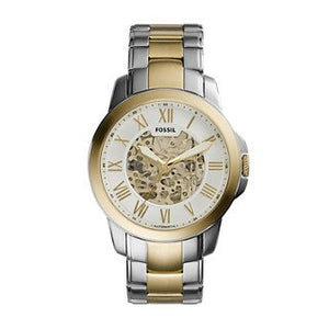 Fossil Grant Automatic Skeleton White Dial Two Tone Steel Strap Watch for Men - ME3112 Authentic Buy Shop Now