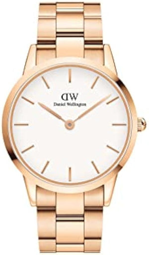 Daniel Wellington Iconic Link White Dial Rose Gold Steel Strap Watch for Women - DW00100213 Authentic Buy Shop Now