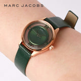 Marc Jacobs Tether Transparent Green Dial Green Leather Strap Watch for Women - MBM1378 Authentic Buy Shop Now