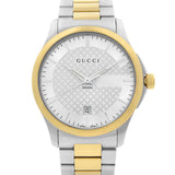 Gucci G Timeless Quartz Silver Dial Two Tone Steel Strap Watch For Men - YA126450 Authentic Buy Shop Now