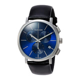 Calvin Klein Chronograph Blue Dial Black Leather Strap Watch for Men - K8Q371CN Authentic Buy Shop Now