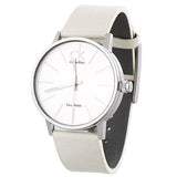 Calvin Klein Post Minimal Silver Dial White Leather Strap Watch for Men - K7621126 Authentic Buy Shop Now