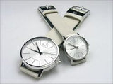 Calvin Klein Post Minimal Silver Dial White Leather Strap Watch for Men - K7621126 Authentic Buy Shop Now