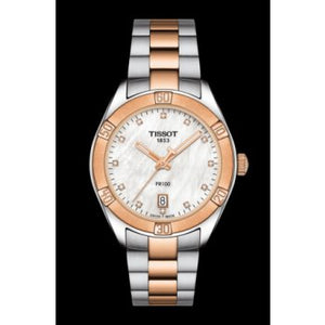 Tissot PR 100 Sport Chic Diamonds Mother of Pearl Dial Two Tone Steel Strap Watch for Women - T101.910.22.116.00 Authentic Buy Shop Now