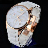 Emporio Armani Sportivo White Dial White Rubber Strap Watch For Men - AR5919 Authentic Buy Shop Now