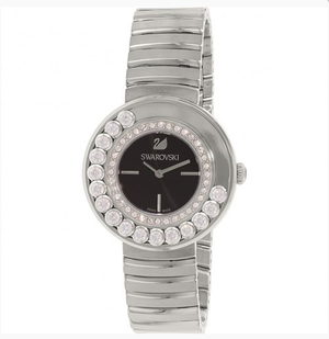 Swarovski Lovely Crystal Black Dial Silver Steel Strap Watch for Women - 1160305 Authentic Buy Shop Now