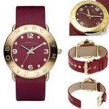 Marc Jacobs Amy Red Dial Burgundy Leather Strap Watch for Women - MBM1152 Authentic Buy Shop Now