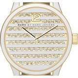 Marc Jacobs Lidia Stripe White Dial White Leather Strap Watch for Women - MBM1164 Authentic Buy Shop Now