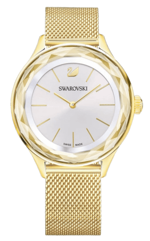 Swarovski Octea Nova Silver Dial Gold Mesh Bracelet Watch for Women - 5430417 Authentic Buy Shop Now