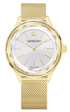 Swarovski Octea Nova Silver Dial Gold Mesh Bracelet Watch for Women - 5430417 Authentic Buy Shop Now