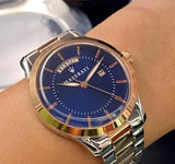 Maserati Tradizione Blue Dial Two Tone Steel Strap Watch For Men - R8853125001 Authentic Buy Shop Now