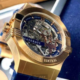 Maserati Automatic Skeleton Dial Rose Gold Blue Leather Strap Watch For Men - R8821108022 Authentic Buy Shop Now