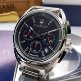 Maserati Trimarano Chronograph Black Dial Silver Stainless Steel Strap Watch For Men - R8873632003 Authentic Buy Shop Now