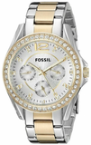 Fossil Riley White Dial Two Tone Steel Strap Watch for Women - ES3204 Authentic Buy Shop Now
