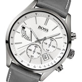 Hugo Boss Grand Prix White Dial Grey Leather Strap Watch for Men - 1513633 Authentic Buy Shop Now