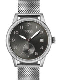 Hugo Boss Legacy Grey Dial Silver Mesh Bracelet Watch for Men - 1513673 Authentic Buy Shop Now