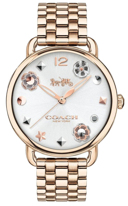 Coach Delancey White Dial Rose Gold Steel Strap Watch for Women - 14502811 Authentic Buy Shop Now