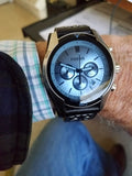 Fossil Coachman Chronograph Blue Dial Black Leather Strap Watch for Men - CH2564 Authentic Buy Shop Now