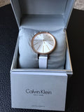 Calvin Klein Equal Silver Dial White Leather Strap Watch for Women - K3E236L6 Authentic Buy Shop Now