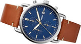 Fossil The Commuter Blue Dial Brown Leather Strap Watch for Men - FS5401 Authentic Buy Shop Now