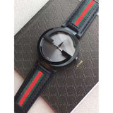 Gucci Interlocking G XL Black Dial Red & Green Leather Strap Watch For Men - YA133206 Authentic Buy Shop Now