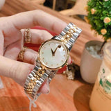 Movado Museum Classic Diamonds Mother of Pearl Dial Two Tone Steel Strap Watch For Women - 0606613 Authentic Buy Shop Now
