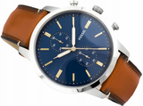 Fossil Townsman Chronograph Blue Dial Brown Leather Strap Watch for Men - FS5279 Authentic Buy Shop Now