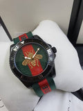 Gucci Dive Green & Red Dial Green & Red Nylon Strap Watch For Men - YA136216 Authentic Buy Shop Now