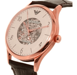 Emporio Armani Meccanico White Dial Brown Leather Strap Watch For Men - AR1920 Authentic Buy Shop Now