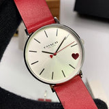 Coach Perry Silver Dial Red Leather Strap Watch for Women - 14503515 Authentic Buy Shop Now