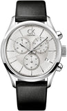 Calvin Klein Masculine Chronograph White Dial Black Leather Strap Watch for Men - K2H27120 Authentic Buy Shop Now