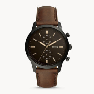 Fossil Townsman Chronograph Black Dial Brown Leather Strap Watch for Men - FS5437 Authentic Buy Shop Now