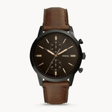 Fossil Townsman Chronograph Black Dial Brown Leather Strap Watch for Men - FS5437 Authentic Buy Shop Now