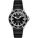Emporio Armani Sea Explorer Automatic Black Dial Black Silicone Strap Watch For Men - AR60078 Authentic Buy Shop Now