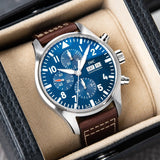 IWC Pilot’s Watch Chronograph Edition “Le Petit Prince” Blue Dial Brown Leather Strap Watch for Men - IW377714 Authentic Buy Shop Now