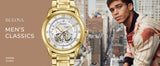 Bulova BVA Skeleton Silver Dial Gold Steel Strap Watch for Men - 97A108 Authentic Buy Shop Now