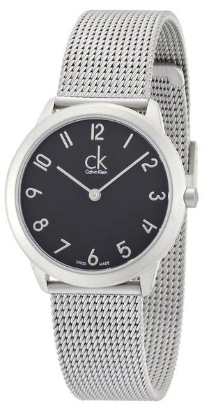 Calvin Klein Minimal Black Dial Silver Mesh Bracelet Watch for Women - K3M52151 Authentic Buy Shop Now