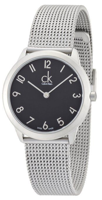 Calvin Klein Minimal Black Dial Silver Mesh Bracelet Watch for Women - K3M52151 Authentic Buy Shop Now