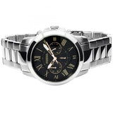 Fossil Grant Chronograph Black Dial Silver Steel Strap Watch for Men - FS4994 Authentic Buy Shop Now