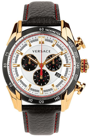 Versace V-Ray Chronograph White Dial Black Leather Strap Watch for Men - VDB040014 Authentic Buy Shop Now