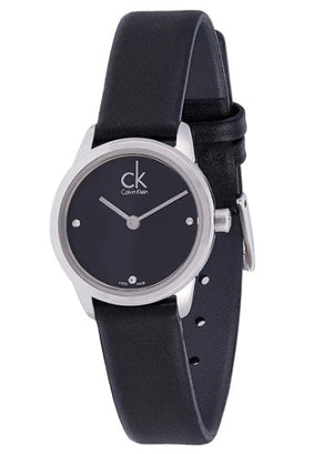Calvin Klein Minimal Black Dial Black Leather Strap Watch for Women - K3M231C4 Authentic Buy Shop Now