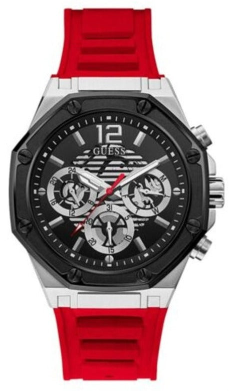 Guess Momentum Black Dial Red Rubber Strap Watch for Men - GW0263G3 Authentic Buy Shop Now