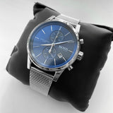 Hugo Boss Jet Blue Dial Silver Mesh Bracelet Watch for Men - 1513441 Authentic Buy Shop Now
