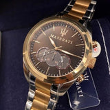 Maserati Traguardo Chronograph Brown Dial Two Tone Steel Strap Men's Watch - R8873612003 Authentic Buy Shop Now