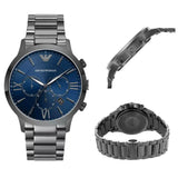 Emporio Armani Giovanni Chronograph Blue Dial Grey Steel Strap Watch For Men - AR11348 Authentic Buy Shop Now