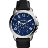 Fossil Grant Chronograph Blue Dial Black Leather Strap Watch for Men - FS4990 Authentic Buy Shop Now