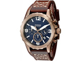 Fossil Nate Chronograph Blue Dial Brown Leather Strap Watch for Men - JR1505 Authentic Buy Shop Now