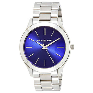 Michael Kors Slim Runway Quartz Blue Dial Silver Steel Strap Watch For Women - MK3379 Authentic Buy Shop Now